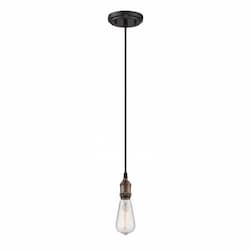 100W Vintage 8" 1-Light Mini Pendant Light, Rustic Bronze