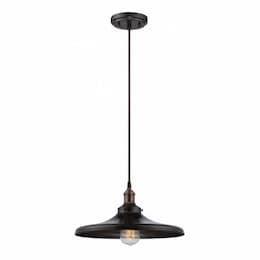 100W Vintage 6.75" Pendant Light Fixture w/ Matching Shade, Rustic Bronze