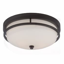 Neval Flush Mount Light Fixture, Sudbury Bronze, Satin White Glass