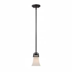 Neval Mini Pendant Light Fixture, Sudbury Bronze, Satin White Glass