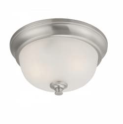 60W Elizabeth Flush Mount, 2-Light, Brushed Nickel