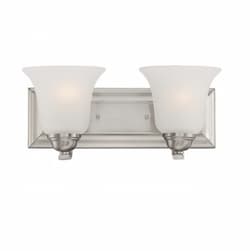 60W Elizabeth Vanity Light Fixture, 2-Light, Brushed Nickel