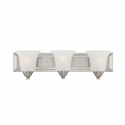 60W Elizabeth Vanity Light Fixture, 3-Light, Brushed Nickel