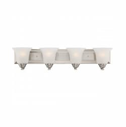 60W Elizabeth Vanity Light Fixture, 4-Light, Brushed Nickel