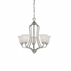 60W Elizabeth Chandelier Light, 5-Light, Brushed Nickel