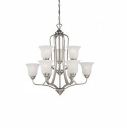 60W Elizabeth Chandelier Light, 2-Tier, 9-Light, Brushed Nickel