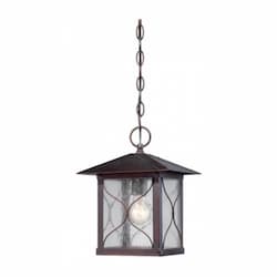 Vega Outdoor Hanging Light Fixture, Classic Bronze, Clear Seed Glass