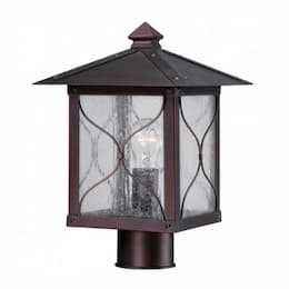 Vega Outdoor Post Light Fixture, Classic Bronze, Clear Seed Glass