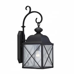 Wingate 8" Outdoor Wall Light fixture, Texured Black, Clear Seed Glass