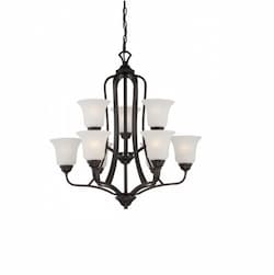 60W Elizabeth Chandelier Light, 2-Tier, 9-Light, Sudbury Bronze