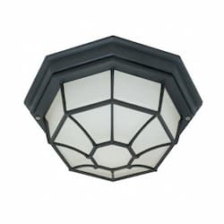 12in Outdoor Flush Mount w/ GU24 Bulb, Spider Cage, Textured Black