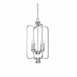 240W Willow Pendant Light, Caged, 4-Light, Polished Nickel