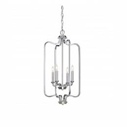 240W Willow Pendant Light, Caged, 4-Light, Polished Nickel