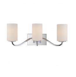 Nuvo 300W Willow Vanity Light Fixture, 3-Light, Polished Nickel