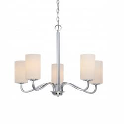 100W Willow Chandelier Light Fixture, 5-Light, Polished Nickel