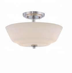 60W Willow Semi-Flush Light, 2-Light, Polished Nickel