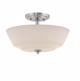 60W Willow Semi-Flush Light, 2-Light, Polished Nickel