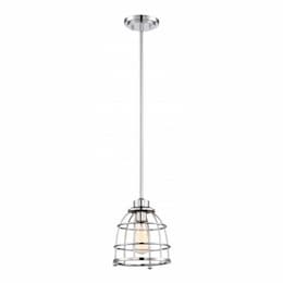 Maxx Medium Caged Pendant Light Fixture, Polished Nickel