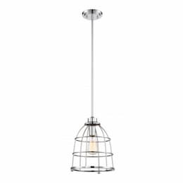 Maxx Large Caged Pendant Light Fixture, Polished Nickel