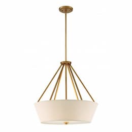 Seneca 4-Light Pendant Light Fixture, Natural Brass, Almond Mesh Fabric