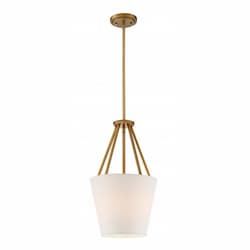 Seneca 12" 3-Light Pendant Light Fixture, Natural Brass, Almond Mesh Fabric