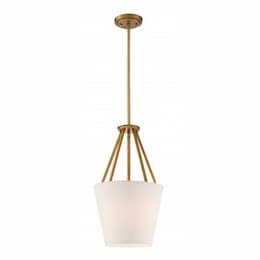 Seneca 12" 3-Light Pendant Light Fixture, Natural Brass, Almond Mesh Fabric