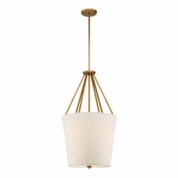 Seneca 17" 3-Light Pendant Light Fixture, Natural Brass, Almond Mesh Fabric