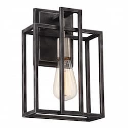 60W Lake Wall Sconce Light, Iron Black, Brushed Nickel Accents Finish