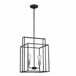 120W Lake 14" Square Pendant Light, Iron Black