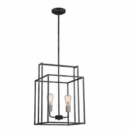 120W Lake 14" Square Pendant Light, Iron Black