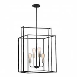 240W Lake 19" Square Pendant Light, Iron Black