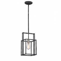 60W Lake Mini Pendant Light, Iron Black, Brushed Nickel Accents Finish