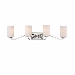 100W Willow Vanity Light Fixture, 4-Light, Polished Nickel