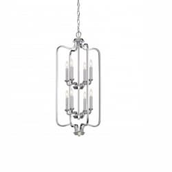 60W Willow Pendant Light, Caged, 8-Light, Polished Nickel