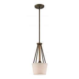 Seneca Mini Pendant Light Fixture, Mahogany Bronze, Almond Mesh Fabric