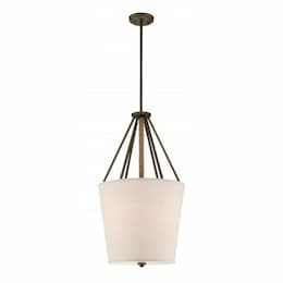 Seneca 17" Pendant Light Fixture, Mahogany Bronze, Beige Linen Fabric