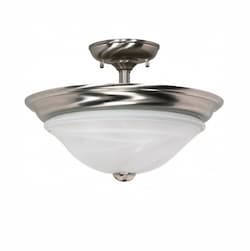 60W 15.5 in. Triumph Semi-Flush, Alabaster Glass, Brushed Nickel