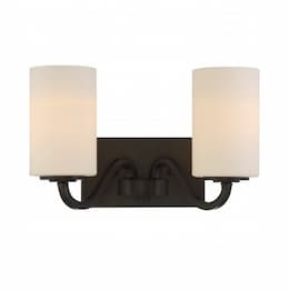 200W Willow Vanity Light Fixture, 2-Light, Forest Bronze