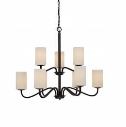 100W Willow Chandelier Light Fixture, 2-Tier, 9-Light, Forest Bronze