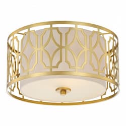 Filigree LED Flush Mount Light, Natural Brass Finish