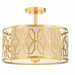 Filigree LED Semi Flush Mount Light, Natural Brass Finish