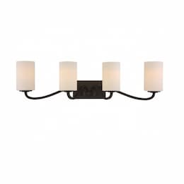 100W Willow Vanity Light Fixture, 4-Light, Forest Bronze