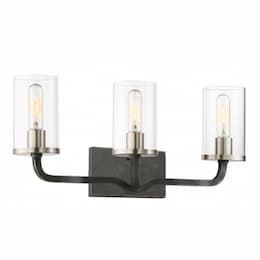 Sherwood 3-Light Vanity Light Fixture, Iron Black w/ Brushed Nickel Accents