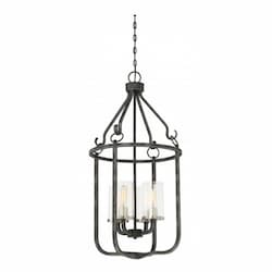 Sherwood 4-Light Caged Pendant Light Fixture, Iron Black