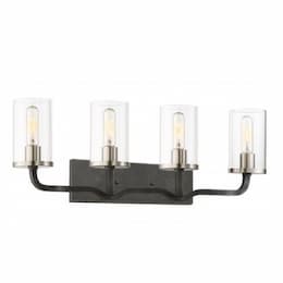 Sherwood 4-Light Vanity Light Fixture, Iron Black w/ Brushed Nickel Accents