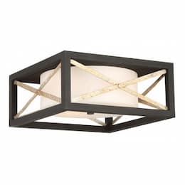 Boxer 2-Light Wall Sconce Fixture, Matte Black w/ Antique Silver Accents