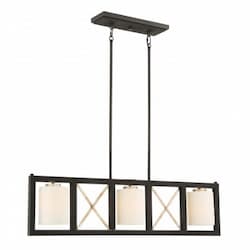 Boxer 3-Light Island Pendant Fixture, Matte Black w/ Antique Silver Accents