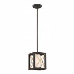 Boxer Mini Pendant Light Fixture, Matte Black w/ Antique Silver Accents