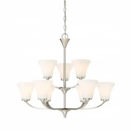 Fawn Chandelier Light Fixture, Brushed Nickel Finish, 9 Lights