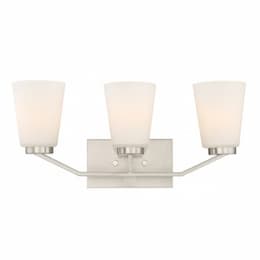 Nome 3-Light Vanity Light Fixture, Brushed Nickel, Frosted Glass